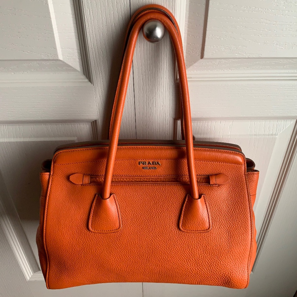 Prada Saffiano Vitello Daino Leather Top Handle Bag